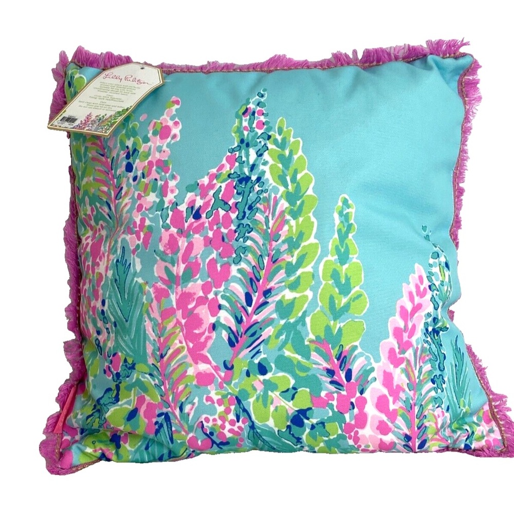 Lilly Pulitzer Catch The Wave Colorful Floral Throw Pillow